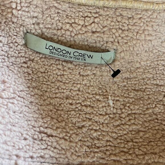 London Crew Faux Leather Pink Sherpa Jacket - Picture 4 of 6